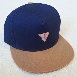 Barba Norteña Navy and Tan Flat Brim Snapback With Satin Interior.